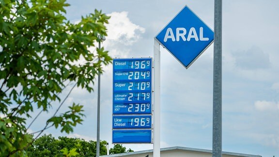 Preisanzeige an einer Aral Tankstelle