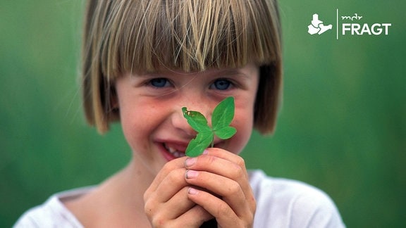 Ein Mädchen mit einer Kleepflanze