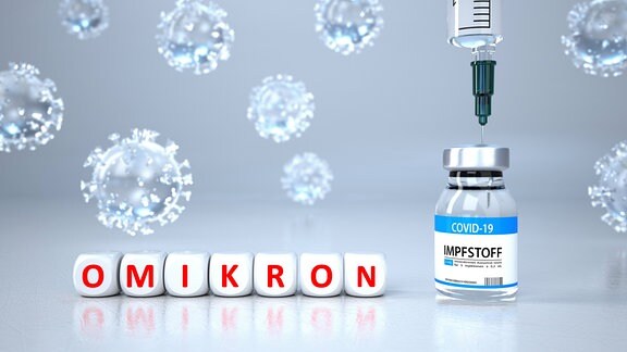 Omikron 3D Collage mit Impfdose