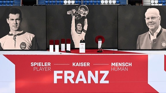 Gedenkfeier des FC Bayern München für Franz Beckenbauer in der Allianz Arena. Bilder von Franz Beckenbauer