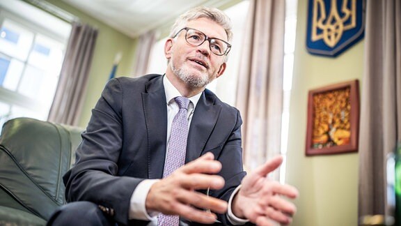 Andrij Melnyk, Botschafter der Ukraine in Deutschland, aufgenommen bei einem Interview mit der dpa Deutsche Presse-Agentur. 2022