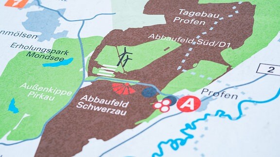 Der Tagebau Profen auf einer Karte