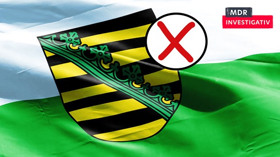 Landtagswahl Sachsen : Die sächsische Fahne mit Stimm-Kreuz