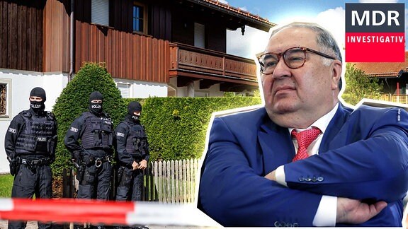 Collage: Alisher Usmanow vor seiner Villa am Tegernsee