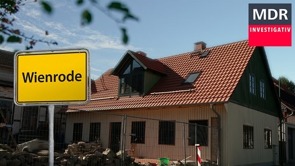 Ortseingangsschild Wienrode und alter Gasthof