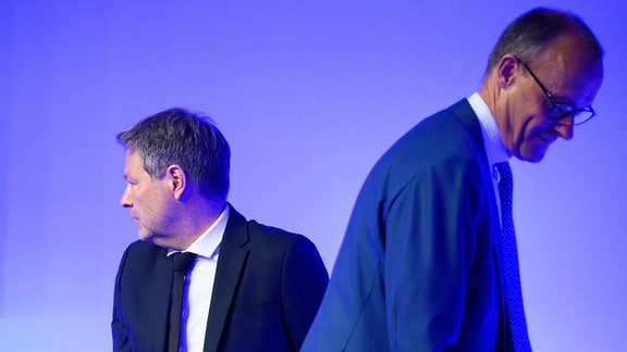 Robert Habeck und Friedrich Merz beim Wirtschaftstag des CDU-Wirtschaftsrates