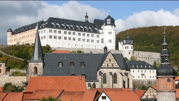 Blick auf das Schloss in Stolberg und die St. Martini Kirche