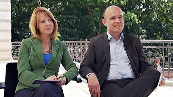 Stephan Schulz und Kerstin Palzer im Gespräch mit Ministerpräsident Reiner Haseloff