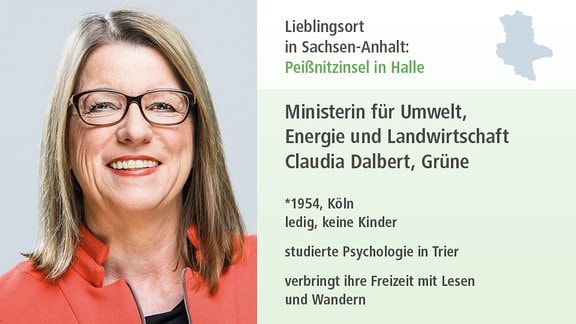Ministerin für Umwelt, Energie und Landwirtschaft Claudia Dalbert, Grüne *1954, Köln ledig, keine Kinder studierte Psychologie in Trier verbringt Freizeit mit Lesen und Wandern