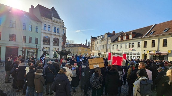 Demonstration in Stendal in der Innenstadt