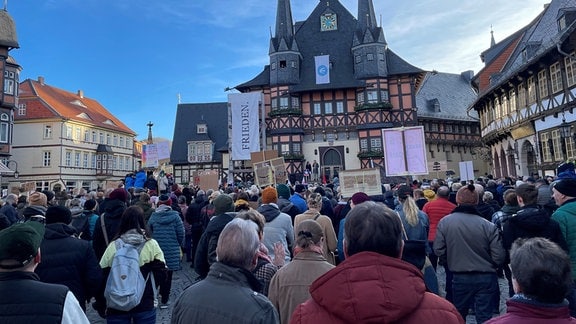 Demonstration auf dem Marktplatz Wernigerode