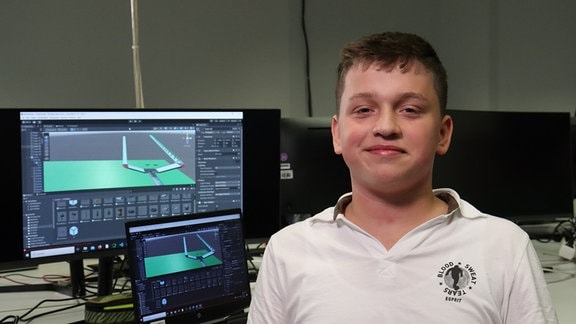 Bruno (14) aus Coswig hat dieses 3D-Rennspiel entwickelt und umgesetzt. Die gezeigte Plattform ist die Game-Engine Unity.