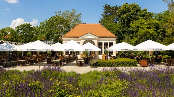 Außengastronomie im Stadtpark von Dessau-Roßlau