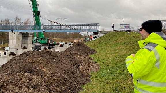 Sanierungsarbeiten an einer Brücke.