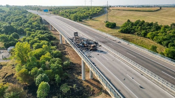 Unfall A38 Gasflaschen