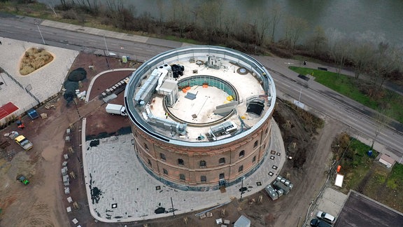Luftbildaufnahme Ansicht Holzplatz Planetarium.