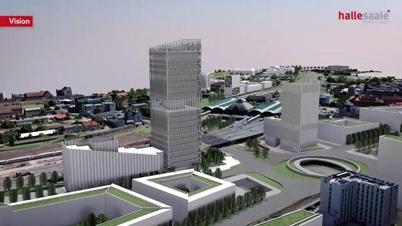 Visualisierungen der Stadt Halle für das Areal um den Riebeckplatz