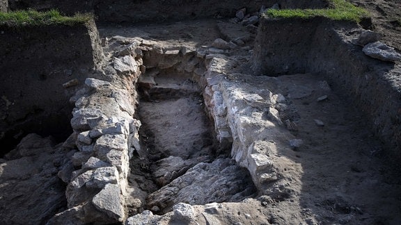 Ein von den Archäologen entdeckter Heizraum für eine Umluftheizung der herrschaftlichen Räume in der ehemaligen Burg.