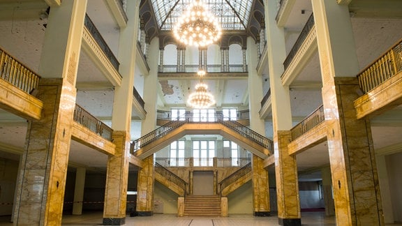 Blick in das leerstehende ehemalige Warenhaus in Görlitz