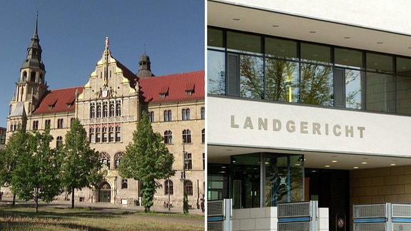 Fotos der Landgerichte in Halle und Magdeburg.