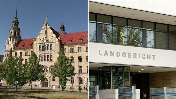 Fotos der Landgerichte in Halle und Magdeburg. 