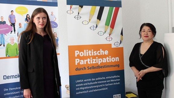 Frau Kaiyama und Frau Ankundinova von den Vereinen LAMSA/DaMigra zum Interview in Dessau