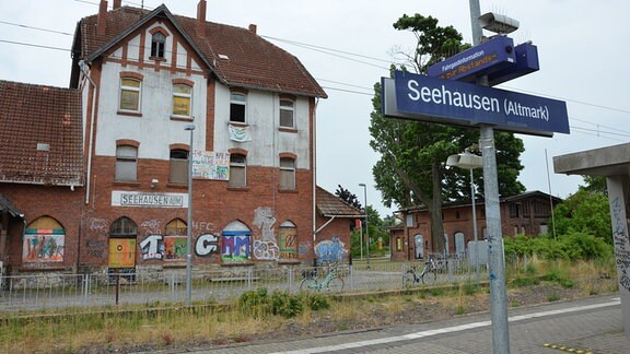 Blick auf den Bahnhof Seehausen.