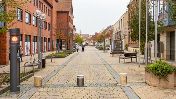 Blick in die Fußgängerzone von Wolmirstedt im Landkreis Börde