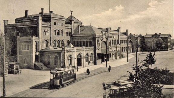 Historische Straßenbahn in Halberstadt, 1913.