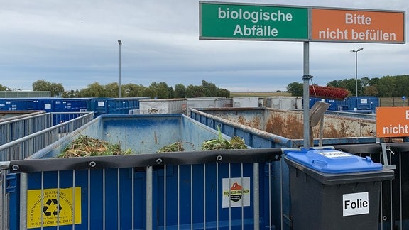 Container für biologische Abfälle auf dem Wertstoffhof in Halberstadt
