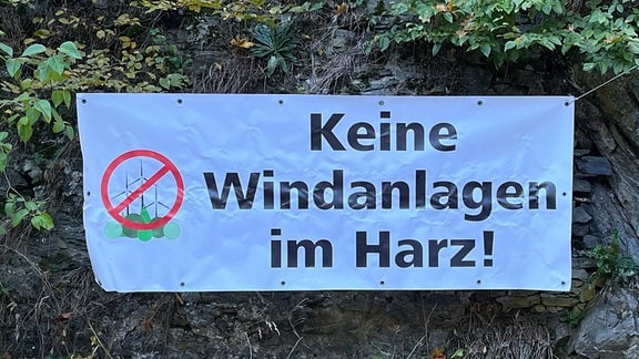 Plakat der Windkraft-Gegner im Harz