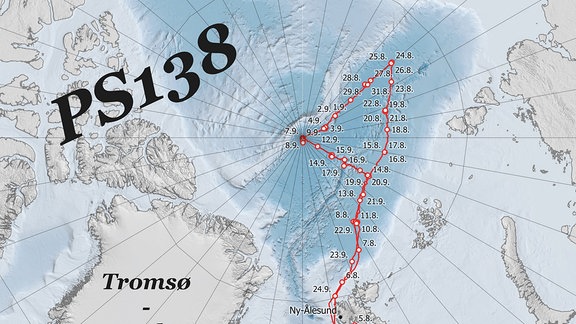 Die Route der "Polarstern" bei der Expedition an den Nordpol.