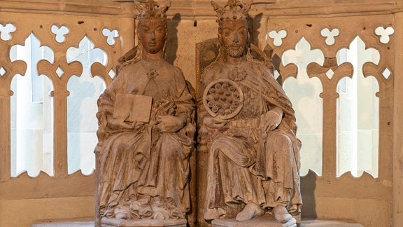 Herrscherpaar in der Heilig-Grab-Kapelle, gedeutet als Königin Editha und Kaiser Otto, Dom zu Magdeburg