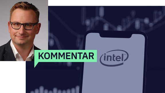 Sebastian Mantei und ein Logo von Intel
