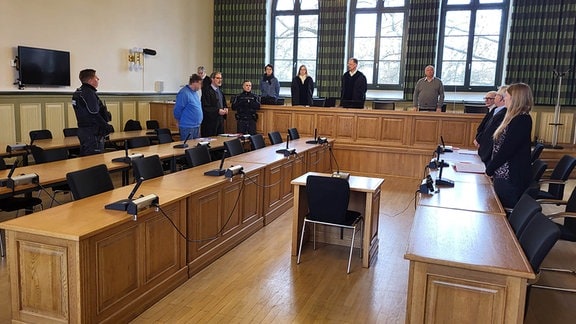 Gerichtsverfahren in einem Saal am Landgericht Stendal