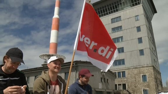 Telekom-Mitarbiter bei einer Verdi-Kundgebung auf dem Brocken 