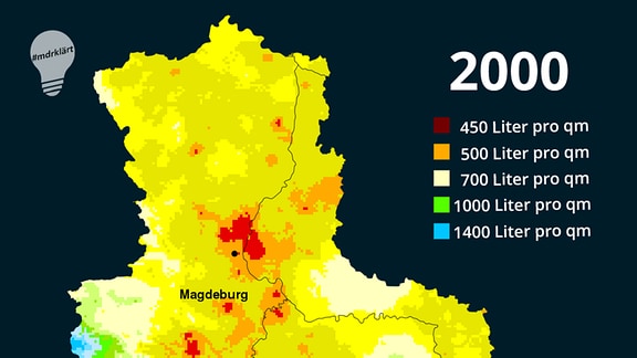 Videovorschaubild #MDRklärt: Die Niederschlagskarte für Sachsen-Anhalt aus dem Jahr 2000