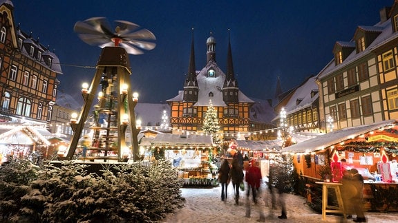 Der Weihnachtsmarkt auf dem Marktplatz Wernigerode