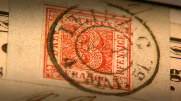 Sachsen-Dreier Briefmarke