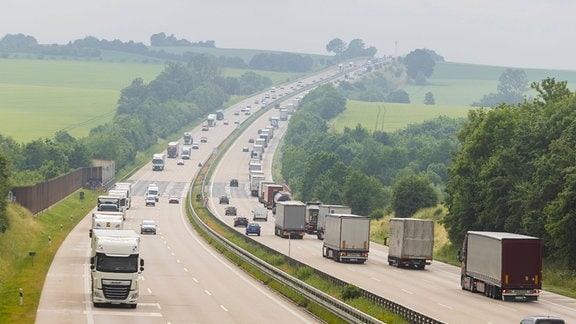 Bundesautobahn Autobahn A4 bei Wilsdruff, durch zahllose Baustellen ein Unfallschwerpunkt