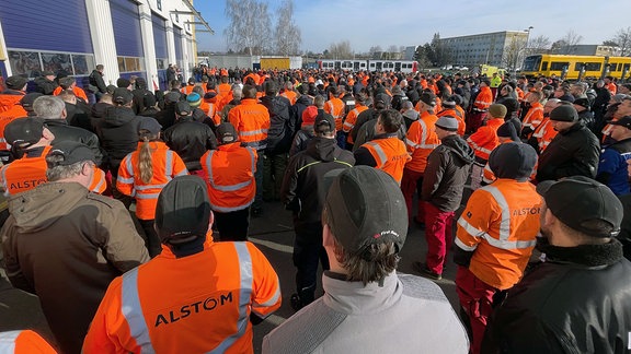 Aktionstag der IG Metall im Alstom-Werk Bautzen.