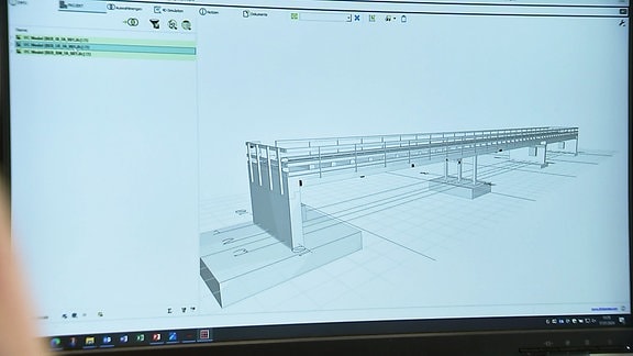 Brückenanimation auf eienm Computerbildschirm