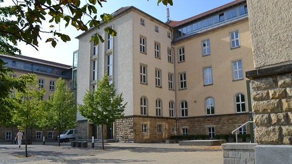 Rückwärtige Ansicht des Sorbischen Gymnasiums in Bautzen.