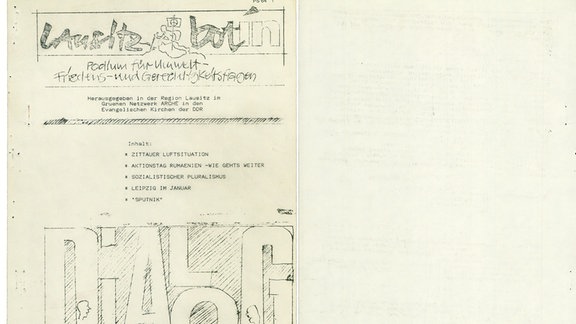 Umschlagseiten der Lausitzbotin, die von oppositionellen Zittauer Jugendlichen in der DDR gedruckt wurde