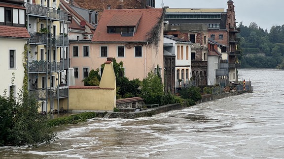 Hochwasser an der Neiße in der Görlitzer Altstadt.