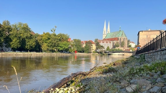 Hochwasser an der Neiße in der Görlitzer Altstadt.