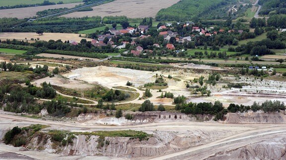 Luftaufnahme von Abrissdorf Pödelwitz, 2013. 