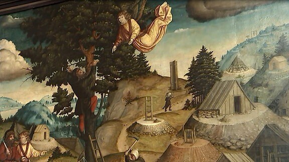 Der Silberfund des Daniel Knappe, dargestellt auf dem Altar von St. Annen