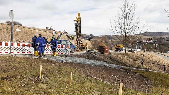 Blick auf einen verfüllten Tagesbruch in Bad Schlema