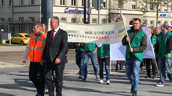 GDL-Chef Claus Weselksy beim Streik der City-Bahn Chemnitz